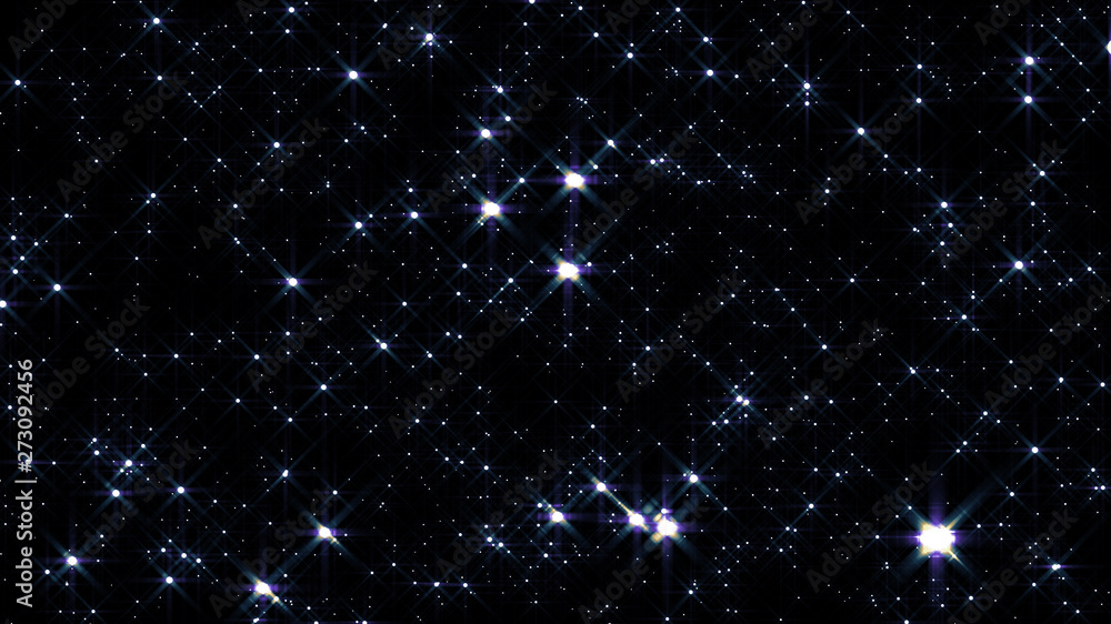 Wall mural night sky with stars sparkling on black background