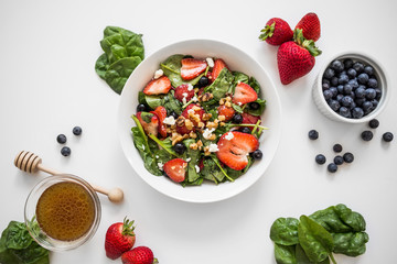 Fresh Strawberry Spinach Salad with Honey Balsamic Dressing 