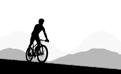 Cycling Silhouette on white background