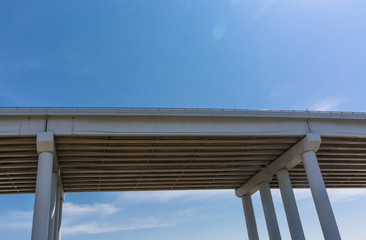 Tall expressway viaduct, the blue sky white clouds