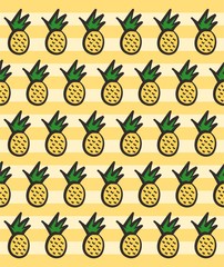 Pineapple seamless pattern - yellow background