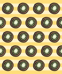 Kiwi fruit seamless pattern - yellow background