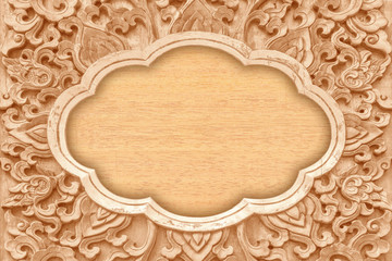 Pattern of flower carved on wood background