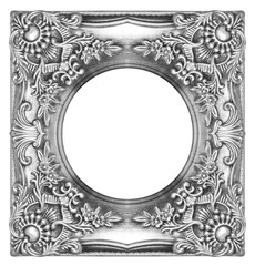 The antique gray frame on the white background