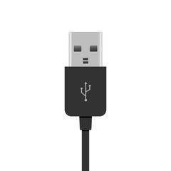 Realistic USB cable isolated on white. Vector