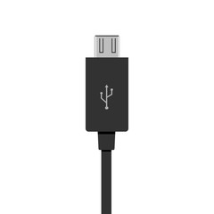 Realistic USB cable isolated on white. Vector