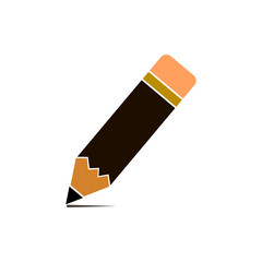 Pencil icon. Flat line design. School symbol.