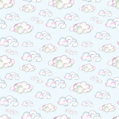 Watercolor handpainted seamless patterns with unicorns, crystals, rainbow, clouds, moon, stars, hearts, flowers, leaves,gold branches and twigs.