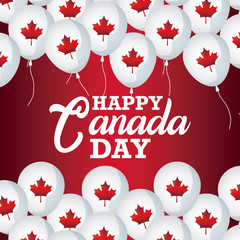 poster of happy canada day with balloons helium