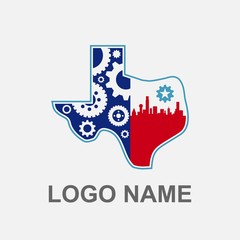 texas, gear, map vector logo