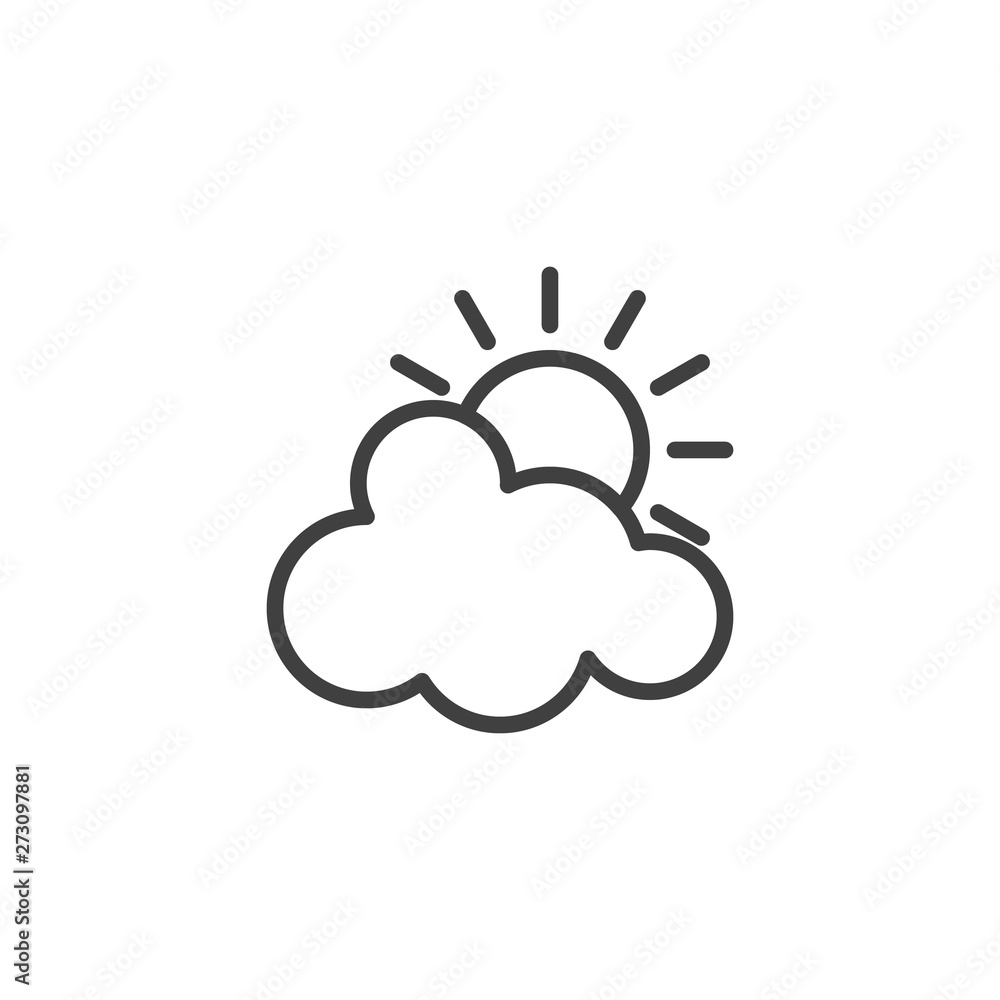 Poster sun and cloud line icon. linear style sign for mobile concept and web design. sunny and partly cloud