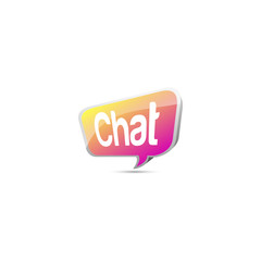 Volumetric gradient pink yellow speech bubble with minus symbol. Glossy comics speech bubble with minus symbol isolated on white background. 3D Illustration. example text is chat