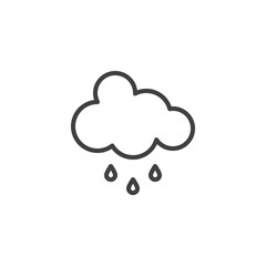 Cloud and rain drops line icon. linear style sign for mobile concept and web design. Rainy cloud outline vector icon. Weather meteorology symbol, logo illustration. Vector graphics
