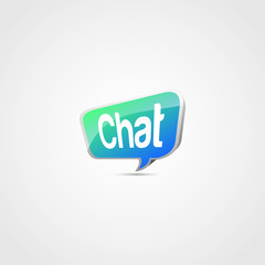 Volumetric gradient green blue speech bubble with minus symbol. Glossy comics speech bubble with minus symbol isolated on white background. 3D Illustration. example text is chat