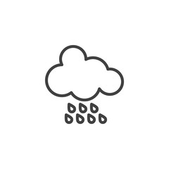Rainy cloud line icon. linear style sign for mobile concept and web design. Cloud and raindrops outline vector icon. Meteorology weather symbol, logo illustration. Vector graphics