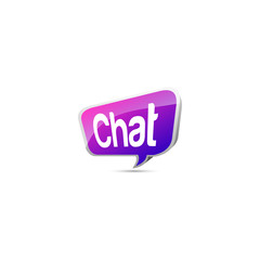 Volumetric gradient pink purple speech bubble with minus symbol. Glossy comics speech bubble with minus symbol isolated on white background. 3D Illustration. example text is chat