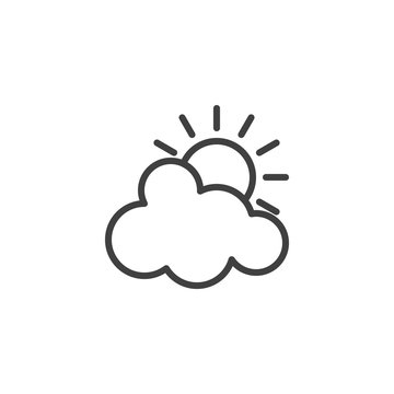 Sun and cloud line icon. linear style sign for mobile concept and web design. Sunny and partly cloudy outline vector icon. Cloudy weather symbol, logo illustration. Vector graphics
