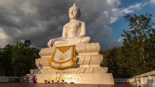 Static timelapse of the Wat Phra That Mae Yen big Buddha in Pai, Thailand.