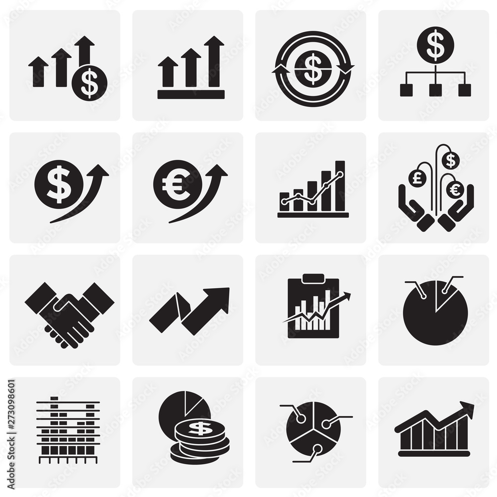 Poster business related icons set on background for graphic and web design. simple illustration. internet c