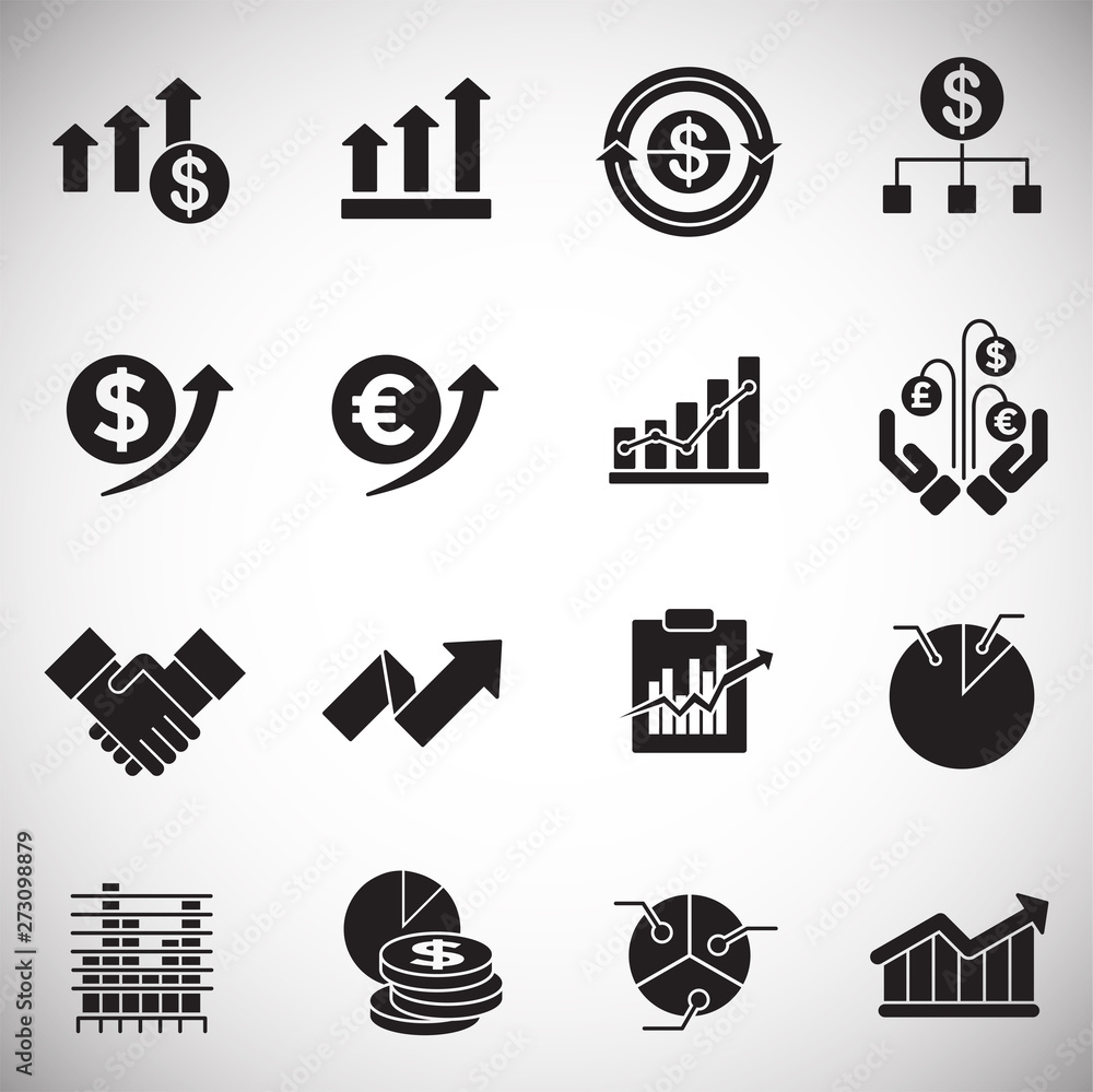 Poster business related icons set on background for graphic and web design. simple illustration. internet c