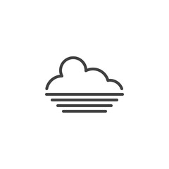 Cloud and sea horizon line icon. linear style sign for mobile concept and web design. Cloudy weather outline vector icon. Forecast meteorology symbol, logo illustration. Vector graphics