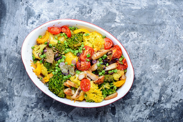 Baked vegetables with chicken breast