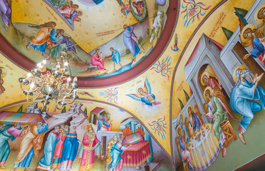 Fototapeta premium Interior of the Greek Orthodox monastery of the twelve apostles in Capernaum (Cafarnaum) located on the coast of the Sea of Galilee - Kinneret, Israel
