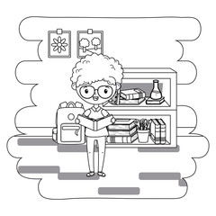 Boy kid in school classroom design