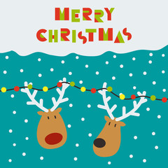 Christmas card with two deers