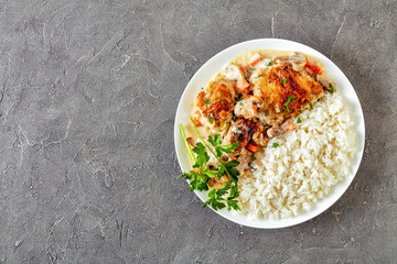 chicken stewed with cream white wine sauce