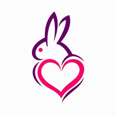 Rabbit animal lovers logo design