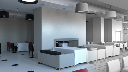  restaurant, interior visualization, 3D illustration