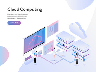 Landing page template of Cloud Computing Isometric Illustration Concept. Modern Flat design concept of web page design for website and mobile website.Vector illustration