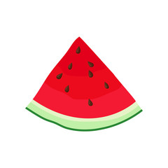Triangular piece of watermelon. Vector illustration on white background.