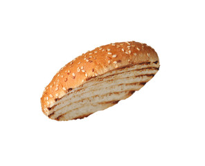 Half of grilled burger bun isolated on white