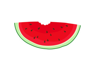 Slice of watermelon in the shape of a semicircle. Vector illustration on white background.