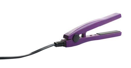 Modern hair iron for straightening on white background