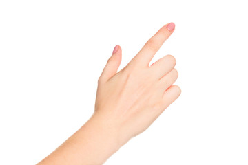 Obraz na płótnie Canvas Female hand gesture isolated on white background