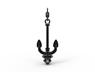 3d rendering of a metal anchor isolated in white studio background