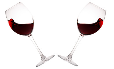 Set of glasses with red wine