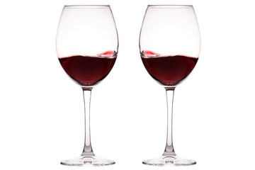 Set of glasses with red wine