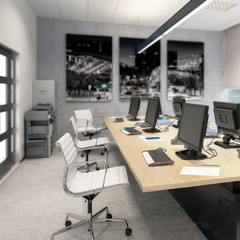 Common Computer Workplace Design (focus) - 3d visualization