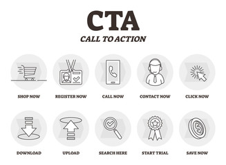 CTA or Call to action vector illustration. Marketing advertising strategy .