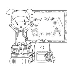 Girl kid of school and blackboard design
