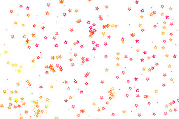 Bunch of colored stars on white background.