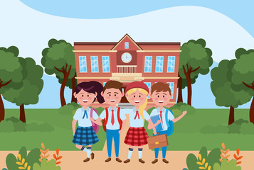 Naklejka premium Boys and girls kids of school design