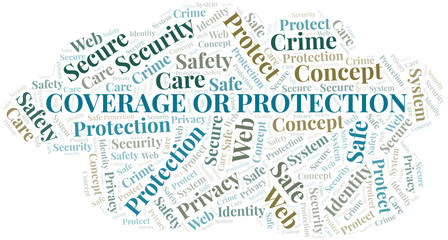 Coverage Or Protection word cloud. Wordcloud made with text only.