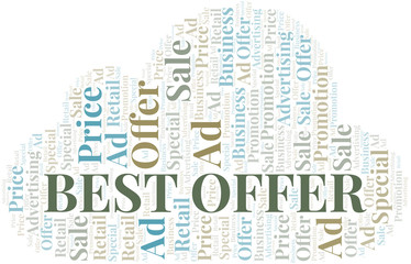 Best Offer word cloud. Wordcloud made with text only.