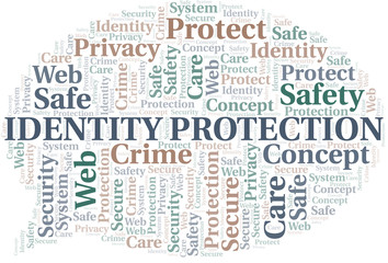 Identity Protection word cloud. Wordcloud made with text only.