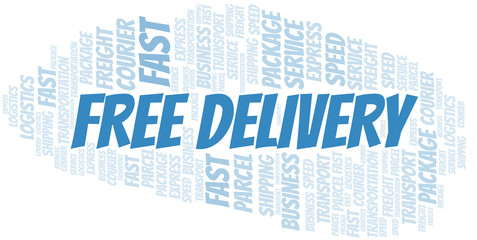 Fototapeta premium Free Delivery word cloud. Wordcloud made with text only.